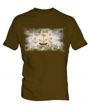 Rhode Island State Distressed Flag Mens T-Shirt