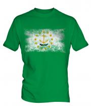 Rhode Island State Distressed Flag Mens T-Shirt