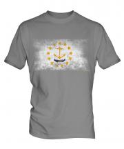 Rhode Island State Distressed Flag Mens T-Shirt