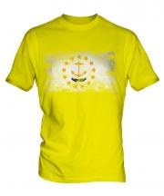 Rhode Island State Distressed Flag Mens T-Shirt