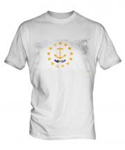 Rhode Island State Distressed Flag Mens T-Shirt