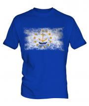 Rhode Island State Distressed Flag Mens T-Shirt