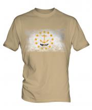 Rhode Island State Distressed Flag Mens T-Shirt