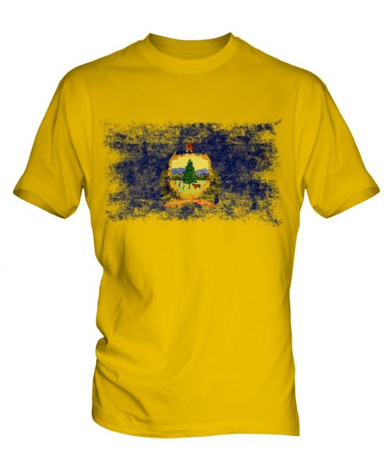 Vermont State Distressed Flag Mens T-Shirt