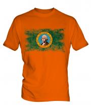 Washington State Distressed Flag Mens T-Shirt