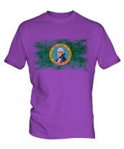 Washington State Distressed Flag Mens T-Shirt