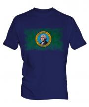 Washington State Distressed Flag Mens T-Shirt