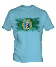 Washington State Distressed Flag Mens T-Shirt