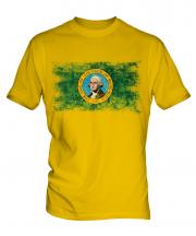 Washington State Distressed Flag Mens T-Shirt