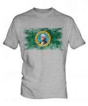 Washington State Distressed Flag Mens T-Shirt