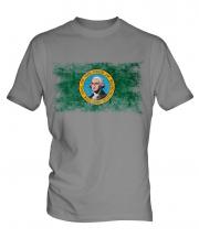 Washington State Distressed Flag Mens T-Shirt