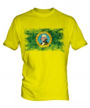 Washington State Distressed Flag Mens T-Shirt