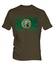 Washington State Distressed Flag Mens T-Shirt