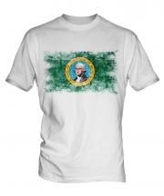 Washington State Distressed Flag Mens T-Shirt