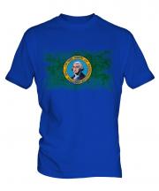 Washington State Distressed Flag Mens T-Shirt
