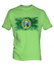 Washington State Distressed Flag Mens T-Shirt