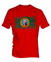 Washington State Distressed Flag Mens T-Shirt