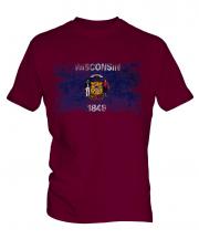Wisconsin State Distressed Flag Mens T-Shirt