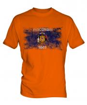 Wisconsin State Distressed Flag Mens T-Shirt