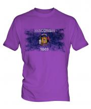 Wisconsin State Distressed Flag Mens T-Shirt