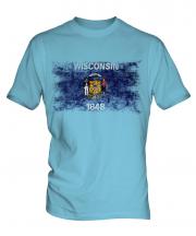 Wisconsin State Distressed Flag Mens T-Shirt