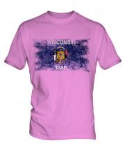 Wisconsin State Distressed Flag Mens T-Shirt