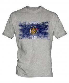 Wisconsin State Distressed Flag Mens T-Shirt