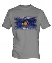 Wisconsin State Distressed Flag Mens T-Shirt