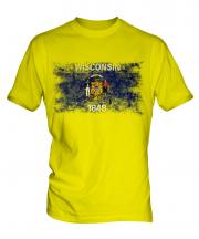 Wisconsin State Distressed Flag Mens T-Shirt