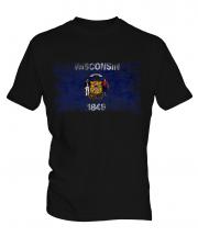 Wisconsin State Distressed Flag Mens T-Shirt