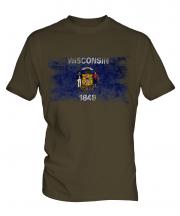 Wisconsin State Distressed Flag Mens T-Shirt