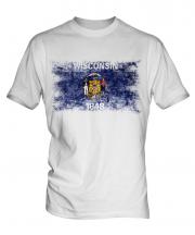 Wisconsin State Distressed Flag Mens T-Shirt