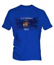 Wisconsin State Distressed Flag Mens T-Shirt