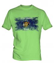 Wisconsin State Distressed Flag Mens T-Shirt