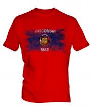 Wisconsin State Distressed Flag Mens T-Shirt