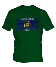 Wisconsin State Distressed Flag Mens T-Shirt