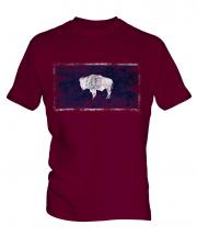 Wyoming State Distressed Flag Mens T-Shirt