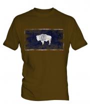 Wyoming State Distressed Flag Mens T-Shirt