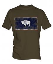 Wyoming State Distressed Flag Mens T-Shirt