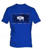 Wyoming State Distressed Flag Mens T-Shirt