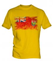 Manitoba Distressed Flag Mens T-Shirt