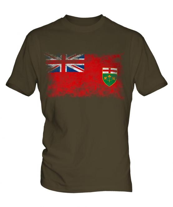 Ontario Distressed Flag Mens T-Shirt