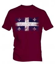 Quebec Distressed Flag Mens T-Shirt