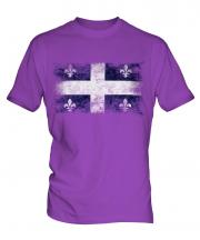 Quebec Distressed Flag Mens T-Shirt