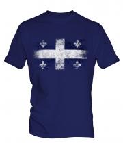 Quebec Distressed Flag Mens T-Shirt