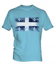 Quebec Distressed Flag Mens T-Shirt