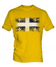 Quebec Distressed Flag Mens T-Shirt