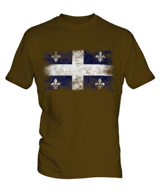 Quebec Distressed Flag Mens T-Shirt