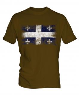 Quebec Distressed Flag Mens T-Shirt