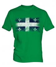 Quebec Distressed Flag Mens T-Shirt